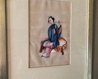 Chinese musician, circa 1850. Watercolor on rice paper. 2014 appraised value $800-1000.