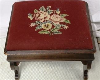 81 - Embroidered Foot Stool 18 x 15 x 12