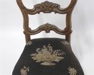 105 - Carved Wood Chair 38 x 17 - AS IS, repaired top