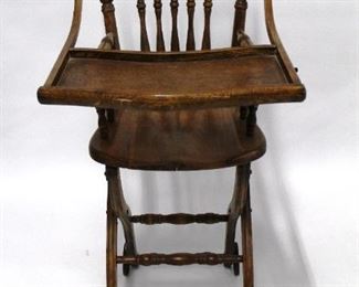 122 - Antique Wood High Chair 41 x 19 x 18