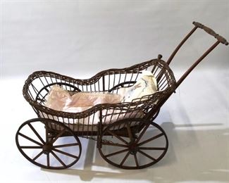 161 - Antique Baby Stroller Carriage 32 x 41 x 15