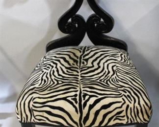 164 - Zebra Print Chair - AS IS - leg broken 36 x 18