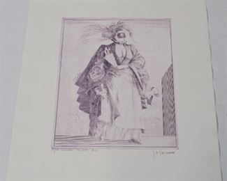 195 - Signed & Numbered "Commedia Dell'Arte" Print #77/150 19 1/2 x 25 3/4