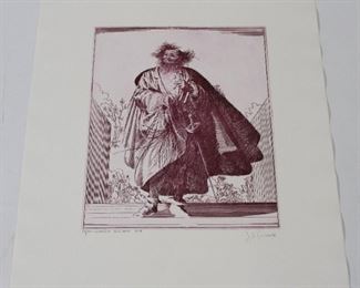 196 - Signed & Numbered "Commedia Dell'Arte" Print #77/150 19 1/2 x 25 3/4