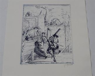 206 - Signed & Numbered "Commedia Dell'Arte" Print #77/150 19 1/2 x 25 3/4