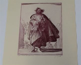 210 - Signed & Numbered "Commedia Dell'Arte" Print #77/150 19 1/2 x 25 3/4