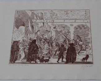 222 - Signed & Numbered "Commedia Dell'Arte" Print #77/150 19 1/2 x 25 3/4
