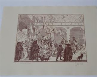 228 - Signed & Numbered "Commedia Dell'Arte" Print #77/150 19 1/2 x 25 3/4