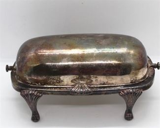 240 - Silver Plated Covered Butter Dish 7 1/2 x 4"