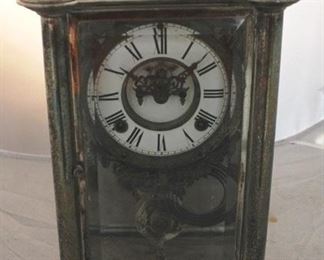 266 - Ansonia Silver Plated Case Clock 15 x 8 1/2 x 6
