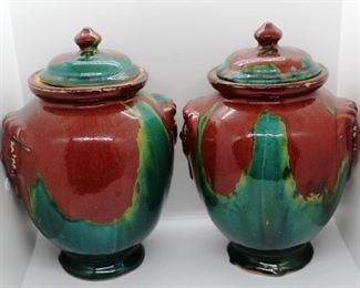 269 - Pair Art Pottery Ginger Jars (2pcs) 11" tall