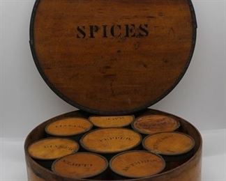 275 - Wood Canister Spice Set (9pcs) 9 1/2 x 3 1/2