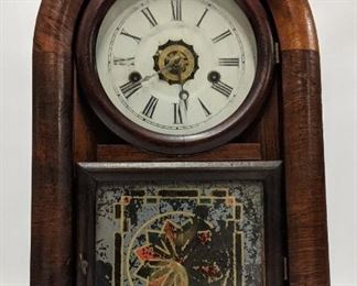 277 - Ansonia Eight Day Clock-Wood Case 10 1/4 x 18 1/2 x 4