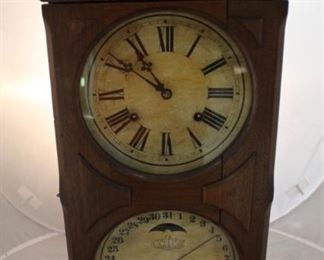 281 - Ithaca Calendar Clock Co. Wood Case Clock 12 x 5 x 25