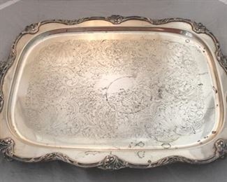 290 - Silver Plated Serving Platter 22 x 14 1/2