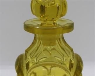 314 - Yellow Glass Perfume Bottle 6 1/2" tall