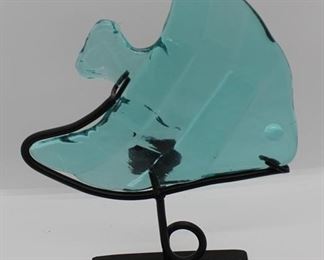 347 - Glass Fish Statue Candle Holder - 10" tall