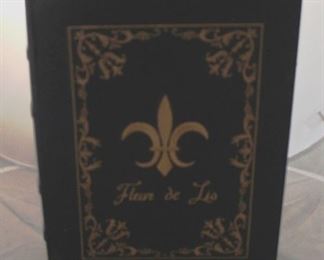 359 - Fleur de Lis Wood Faux Storage Book 13 1/2 x 11 1/2 x 4