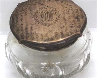 370 - Glass Box w/ Sterling Silver Lid 4 1/2" round