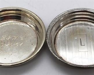 372 - Lot of 2 Small Sterling Round Coasters (2pc) 2 1/2 round