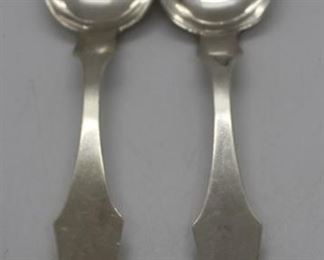 380 - Pair of Antique Coin Silver Spoons (2pcs) 7 1/2" long
