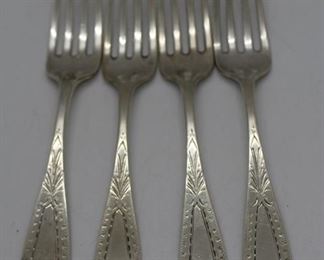 381 - Pair Coin Silver Forks (4pcs)