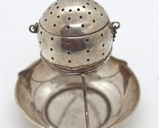 384 - Sterling Silver Tea Infuser w/ Stand 2/12 x 3