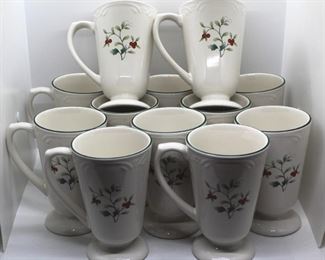 416x - Pfaltzgraff "Holly Berry" Coffee Mugs (12pcs) 6" tall