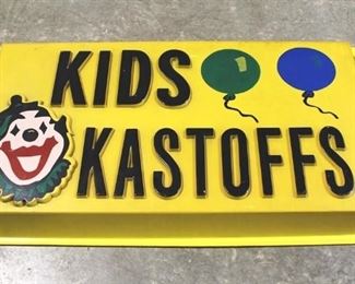 422 - Vintage Kids Kastoffs Plastic Store Sign 46" x 26"