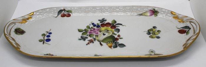 1007 - Herend Fruits & Flowers double handle tray 6 1/2 x 14 1/2