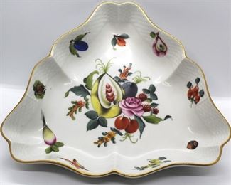 1011 - Herend Fruits & Flowers triangular bowls 9 1/2"