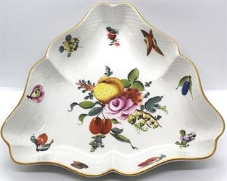 1012 - Herend Fruits & Flowers triangular bowls 9 1/2"