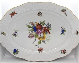 1015 - Herend Oval Fruits & Flowers platter 16 x 12