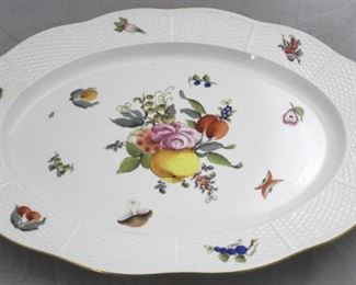 1016 - Herend Oval Fruits & Flowers platter 18 1/2 x 14