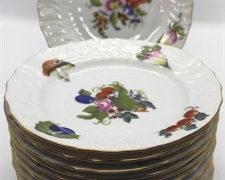 1021 - Set of 12 Herend Fruits & Flowers small plates 6"