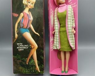 This is a find! Blonde bubblecut Barbie is stamped 1958 on her tush. She does not appear to be in her original box. Includes a green and pink 2 piece outfit and a few extras as seen in last photo.

https://ctbids.com/#!/description/share/752915