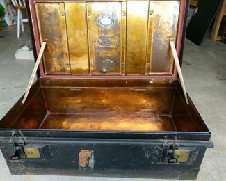 Jones Brothers Wolverhampton Jaybeco watertight steamer trunk that appears to be from the early 1900s. Trunk is steel with iron latches and handles and a copper interior. https://ctbids.com/#!/description/share/753049