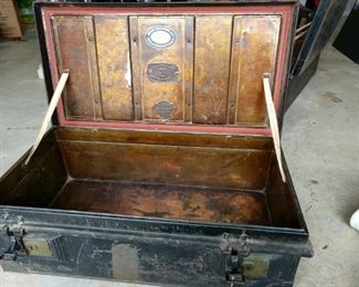 Jones Brothers Wolverhampton Jaybeco watertight steamer trunk that appears to be from the early 1900s. Trunk is steel with iron latches and handles and a copper interior. https://ctbids.com/#!/description/share/753046