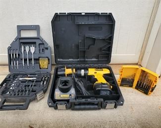 DeWalt DW927 3/8" cordless drill/driver with case, small case of drill bits and larger case of sockets, screwdrivers and more.

https://ctbids.com/#!/description/share/753039