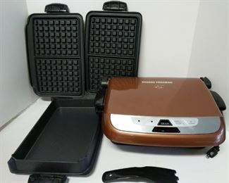 This top of the line George Foreman Deluxe Grill comes with ceramic grill plates, nonstick fry plate and waffle iron attachments.

https://ctbids.com/#!/description/share/753038