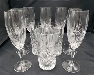 Seven champagne glasses measure 8"H x 2"L and three water glasses.

https://ctbids.com/#!/description/share/752837