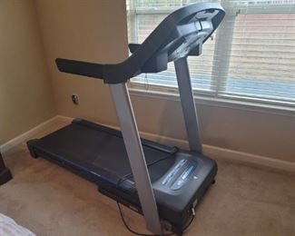This is a folding treadmill. When folded it is 62" tall. When down it is 54" tall. The base is 68" long and 26" wide. The tread is in good condition. There is minor wear on the center buttons. Everything still works.
https://ctbids.com/#!/description/share/752835
