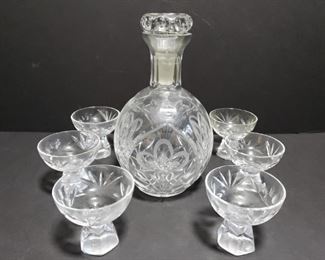 Decanter measures 8"H x 4"L and cups measure 2 1/2"H x 2 1/2"L.

https://ctbids.com/#!/description/share/753010
