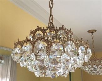 Vintage, Crystal, chandelier, already  removed and down.