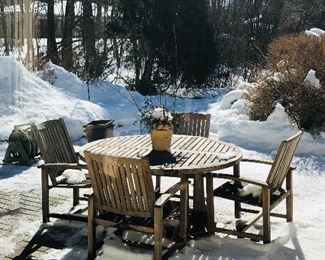 Teak patio table and chairs 