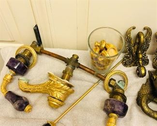 Vintage Sherle Wagner gilded brass and amethyst handles 