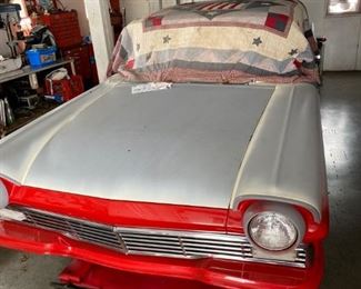 1957 Ford Tudor (windshields and seats are in upper barn) engine redone and painted