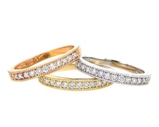 Tricolor Diamond Ring Set