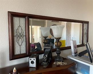 Stained glass hall mirror