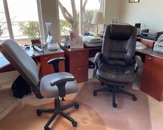 Full office with 2 desks, chairs, etc.